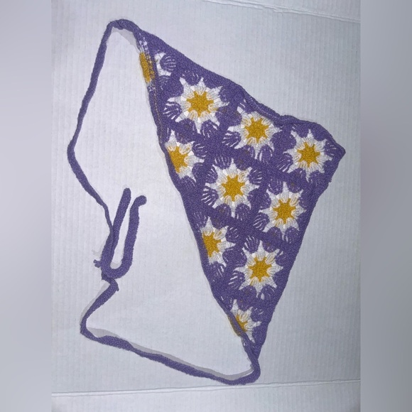 Accessories - Crochet Purple and Yellow Bandana